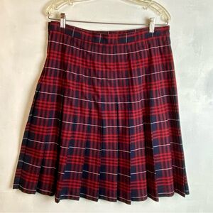 Lands’ End pleated plaid skirt
